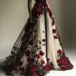 Black Ivory Gothic Wedding Dress Halter Beaded 3D Red Floral Appliques A-Line Tulle Long Vintage Bridal Gowns Customized