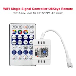 DC12-24V 28Key Dual Output Music LED Controller Wifi Pixels For 3Pin Individually Addressable 5050 RGB Strip Light Ring Panel