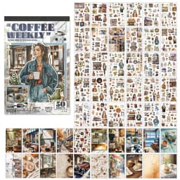 64 sheets Vintage style with nostalgic flowers glitter film die-cutting sticker book DIY handmade scrapbook aesthetic stationery