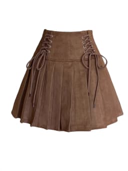Women's 2025 New Collection Suede A-Line Skirts High Waisted Pleated Mini Flared Skirt for Autumn Winter, Casual Short Skirt