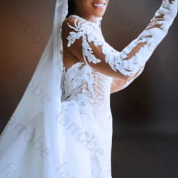 Customized Illusion Mermaid Ivory O-Neck Wedding Dresses Elegant Lace Celebrity Dress Exquisite High Quality Prom Party Gowns