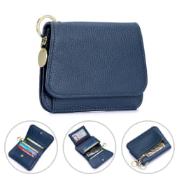 Slim Wallet for Women RFID Blocking Genuine Leather Ladies Keychain Wallet with Zipper Coin Pocket ID Window