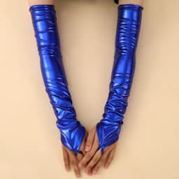 48CM Women Multicolor Patent Leather Hook Finger Gloves Cosplay Stage Performance Electronic Music Festival Bar Pole Dance Solid