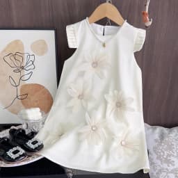 Bear Leader 2-7 Years Summer New 3D Flower Vest Dress Girl's Princess Dresses Baby Kids Clothing Wedding Party Elegent Clothes