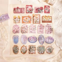 Journal GO 15pcs Embossed Texture Sticker Pack for Journaling Scrapbook Decoration 3D Flower Stickers for Collage Gift Card diy