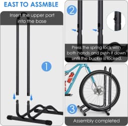 1/2/3 Bikes Stand for Storage, Bike Floor Parking Stand Bicycle Cycle Storage Locking Stand with Reversible Design, Bike Rack