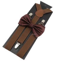 Adjustable Elastic Leather Suspenders Bowtie Set Men Women Baby Blue Braces Straps For Wedding Y-Back Shirt Accessories Gift