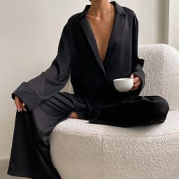 Two Pieces Women Pajama Sets Single Breasted Blouses Lounge Full Sleeve Spliced Straight Pants Casual Solid Lady Sleepwear