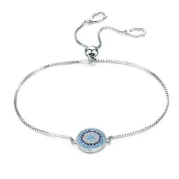Bamoer Genuine 925 Sterling Silver Evil Eye Bracelet Turkish Blue Tennis Chain Guardian Original for Women Pure Fine Jewelry