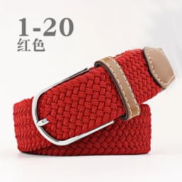 3.3x107cm Solid Color Elastic Braided Belt Casual Men's Women's Belt Stretch Canvas Pin Buckle Waistband