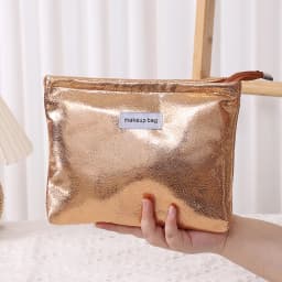 4 Colors Shiny Sequins Clutch Makeup Bag Portable Women Cosmetic Toiletries Storage Handbag Pouch Gold Organizer Zipper Bag