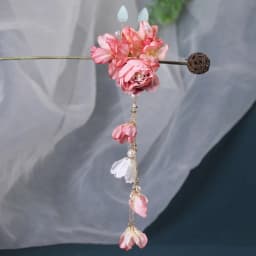 New Artificial Flower Floral Hairpin Forks U-shaped Tassel Hair Clip Fork Vinatge Chinese Style Tassel Headwear Hanfu