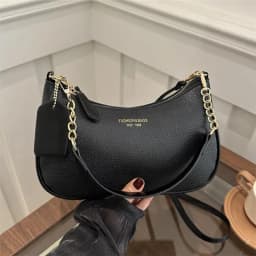 Fashion Classic Letter Graphic Design Solid Color PU Leather Crescent Y2K Underarm Shoulder Bags for Women's Tote Crossbody Bags