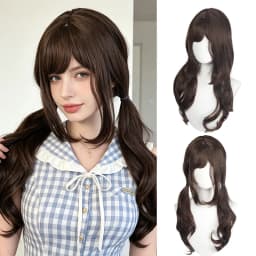 60cm Layered Black Long Straight Wig with Air Bangs, Full Cap Synthetic Fiber Wig for Lolita & JK Style Daily Wear