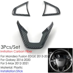 Fit For Ford Fusion Mondeo Edge S-Max Accessories 2015 2016 2017 2018 ABS 3pcs Carbon Fiber Color Steering Wheel Cover ABS