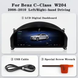 AUTOTOP 12.3" LCD Dashboard Panel Digital Instrument Gauge for Mercedes Benz C-Class W204 NTG 4.0 2008-2011 Odometer Tachometer