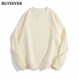 BGTEEVER Casual O-neck Loose Women Pullovers Spring Autumn Long Sleeve Basic Cotton Sweatshirts for Women