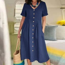 Women New Loose Boho Button Pockets Vintage Ruffles Befree Summer Elegant Party Dress Summer Party Maxi Dresses