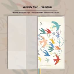 Kinbor Original Undated Weekly Planner, Illustrated Hardcover Journal with Two Pages Per Week, Portable To-Do List Notebook Slim