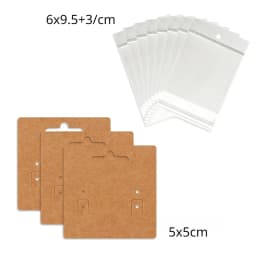 50 Pcs 5x5cm New Pattern Hangable Earrings Jewelry Display Paper Card With Or Without Bags Wholesale Packaging Business Supplier
