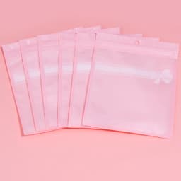 20pcs/lot Pink Clear Ziplock Bag Bow Tie Candy Cookies Packaging Bags Jewelry Ornament Beads Storage Pouches Gifts Snack Bag
