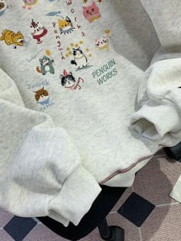 Loose Fit Long Sleeve Pure Cotton Crew Neck Sweatshirt Women's Cartoon Embroidery Early Autumn Hong Kong Style Design Sen...