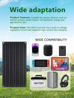 ELEGEEK 16W-160W Mono Flexible Solar Panel USB 5V DC 12V W/ 60A Controller Type-C for Phone 12V Battery Camping