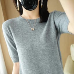 Spring 2022 New Women's O-Neck Short-Sleeved Exquisite Cashmere Sweater Pullover