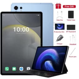 CHOTOG Pad 7s Pro Tablet Android 10000mah Battery Tablets 10.1inch HD Tablet PC Global Version Face Recognition 5G Dual SIM GPS Bluetooth for Kids Tabs with Keyboard