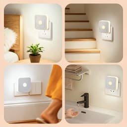 4pcs Modern LED Night Lights Plug Into Wall, Motion Sensor Night Light Plug In Corridor, Bedroom, Staircase, Kitchen, Bathroom