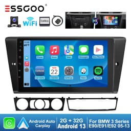 ESSGOO 9" Android 13 Car Stereo Radio Carplay/Android Auto Touchscreen GPS Nav BT RDS For BMW 3 Series E90 E91 E92 E93 2005-2013