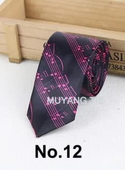 Classic Musical Notes Tie Neck Mens Skinny 5cm Zipper Neckties Red Black Blue White Color Slim Narrow Entertainment Party