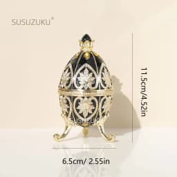 1Pc Hand Painted Enameled Red Faberge Egg Style Decorative Trinket Box Hinged Unique Gift for Family