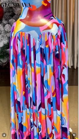 CM.YAYA Women's Tie Dye Printed Mesh See Though A-line Maxi Dress 2026 Street Education Party Cocktail Night Out Long Dresses