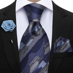Peacock Blue Floral Print 2-Piece Tie & Pocket Square Set for Men Wedding Business Casual Stylish Accessories