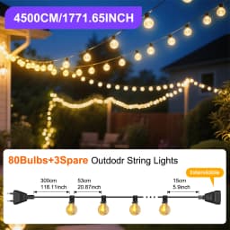 G40 Outdoor String Lights, Waterproof Connectable Shatterproof LED Bulbs, Patio Lights for Indoor Balcony Porch Camping Deck