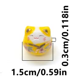 15mm 6pcs Tie Lucky Cat Shape Ceramic Beads For DIY Bracelet Keychain Necklace Gifts Accessories Bead