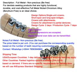 OEM Custom Dentures Fixed Restorations CAD/CAM Multilayered Zirconia IPS e.Max Veneer Post PFM Co-Cr Alloy FMC Bridge