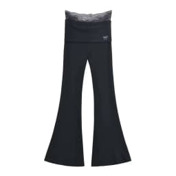 Sweet Cool Style Lace Patchwork Micro Flared Pants Women's 2026 Summer New Style Rolled Edge High Waist Slim Long Pants 0XPD