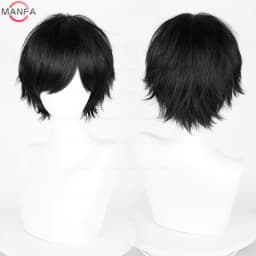 Anime 30cm Short Straight Cosplay Wig Black White Green Brown Purple Blue Gray Red Gold Man Women Heat Resistant Synthetic Hair