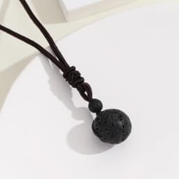 16 Mm Black Obsidian Tiger Eyes Amethyst Stone Women Men Necklaces with Adjustable Braided Rope Cords Natural Crystal Pendant Ne