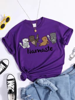 Happy Kitten Dancing Happily Printing T-shirts For Women Vintage Tshirts Oversize o-neck Top Fashion Soft Woman's Tshirts