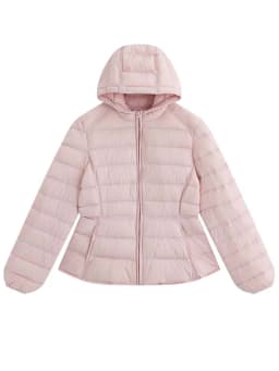 Women's Short Lightweight Hooded Down Jacket 2026 Autumn Winter High qulaity Waist-Cinched puffer coat Warm Solid color DJ729