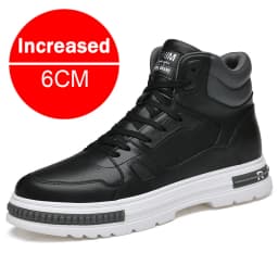 New Height Increasing 6/8CM Men's Leather Boots Breathable Casual Shoes Athletic Jogging Gym Shoes Fashion Leather Sports Shoes