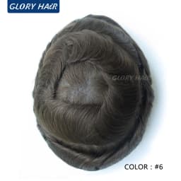 OS106 0.05-0.06mm Male Thin Skin Double Knot Hair Toupee 100% Density Indian Human Hair Prosthesis For Bald Men Hair Loss