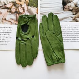 Thin Women's Sheepskin Driver Gloves Summer Breathable Snap Button Colored Genuine Leather Gloves