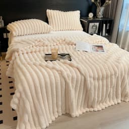Solid Color Artificial Rabbit Fur Blanket Fluffy Soft Plush Throw Blanket Autumn Warm Queen Size Fleece Blankets for Bed Sofa
