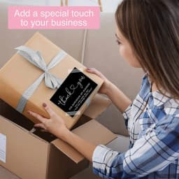 9.0x5.4cm Pink Black Foil Stamp Greeting Label Custom Thank You Cards For Small Bussiness Gift Box Decoration Packaging Supplies