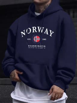 Norway Scandinavia Flag Creative Prints Pullovers Unisex Thicken All-Match Hoodie Street Autumn Sweatshirt Loose Casual Clothes