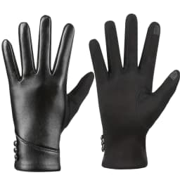Elegant Women PU Leather Windproof Touchscreen Gloves With Soft Fleece Lining Warmth Cycling Gloves Anti-slip Design for Outdoor